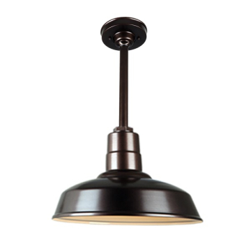 Hi-Lite 14" Classic Shade Stem-Hung Pendant - 12" Long Stem - 120V - Black