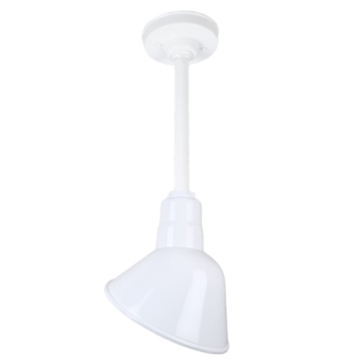 Hi-Lite 10" Angle Shade Stem-Hung Pendant - 12" Long Stem - 120V - White