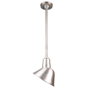 Hi-Lite 10" Angle Shade Stem-Hung Pendant - 36" Long Stem - 120V - Galvanized Steel