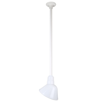 Hi-Lite 10" Angle Shade Stem-Hung Pendant - 36" Long Stem - 120V - White