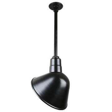 Hi-Lite 10" Angle Shade Stem-Hung Pendant - 12" Long Stem - 120V - Black