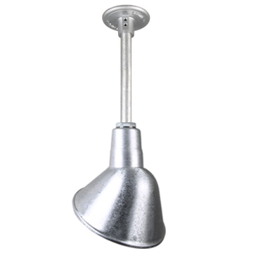 Hi-Lite 10" Angle Shade Stem-Hung Pendant - 12" Long Stem - 120V - Galvanized Steel