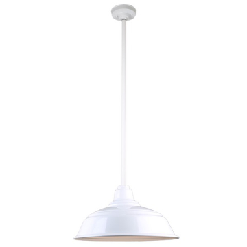 Hi-Lite 17" Curved Shade Stem-Hung Pendant - 24" Long Stem - 120V - White