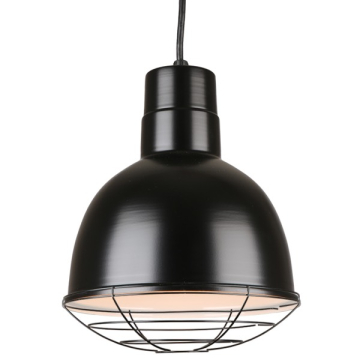 Hi-Lite 10" Deep Bowl Shade Cord-Hung Pendant w/ Wire Guard - 120V - Black