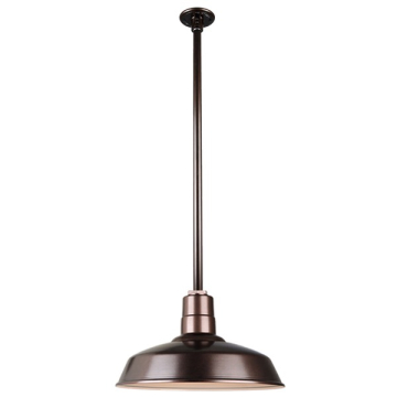 Hi-Lite 14" Classic Shade Stem-Hung Pendant - 36" Long Stem - 120V - Oil Rubbed Bronze
