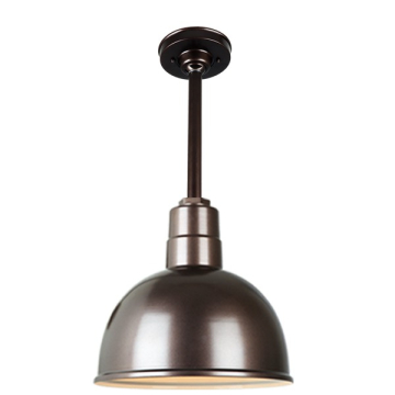 Hi-Lite 10" Deep Bowl Shade Stem-Hung Pendant - 12" Long Stem - 120V - Oil Rubbed Bronze