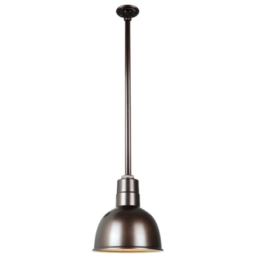 Hi-Lite 10" Deep Bowl Shade Stem-Hung Pendant - 36" Long Stem - 120V - Oil Rubbed Bronze