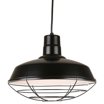 Hi-Lite 14" Classic Shade Cord-Hung Pendant w/ Wire Guard - 120V - Black