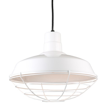 Hi-Lite 14" Classic Shade Cord-Hung Pendant w/ Wire Guard - 120V - White