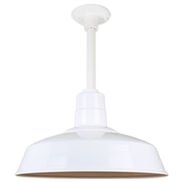 Hi-Lite 14" Classic Shade Stem-Hung Pendant - 12" Long Stem - 120V - White