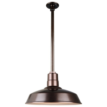 Hi-Lite 14" Classic Shade Stem-Hung Pendant - 24" Long Stem - 120V - Oil Rubbed Bronze