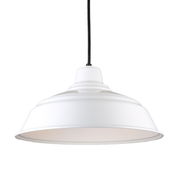 Hi-Lite 17" Curved Shade Cord-Hung Pendant - 120V - White