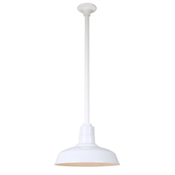 Hi-Lite 14" Classic Shade Stem-Hung Pendant - 24" Long Stem - 120V - White