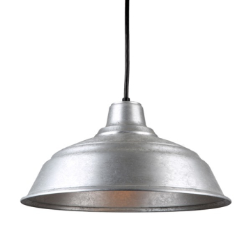 Hi-Lite 17" Curved Shade Cord-Hung Pendant - 120V - Galvanized Steel