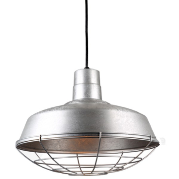 Hi-Lite 14" Classic Shade Cord-Hung Pendant w/ Wire Guard - 120V - Galvanized Steel