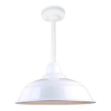 Hi-Lite 17" Curved Shade Stem-Hung Pendant - 12" Long Stem - 120V - White