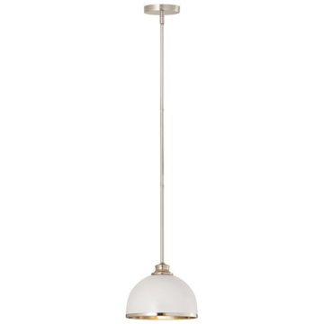 Z-Lite Landry 10" 1-Light Pendant - 120V - Matte White / Brushed Nickel