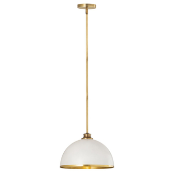 Z-Lite Landry 14" 1-Light Pendant - 120V - Matte White / Rubbed Brass