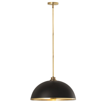 Z-Lite Landry 20" 1-Light Pendant - 120V - Matte Black / Rubbed Brass