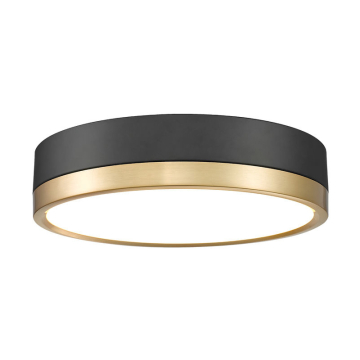 Z-Lite Algar 12" LED Flush Mount - 24W - CCT Selectable - 1,630 Lumens - 120V - Matte Black / Modern Gold