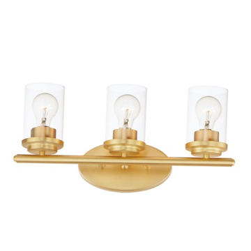 Maxim Lighting Corona 3-Light Vanity Light - Clear Glass Shade - 120V - Satin Brass