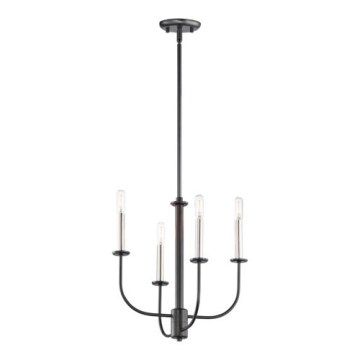 Maxim Lighting Wesley 4-Light Chandelier - 120V - Black / Satin Nickel