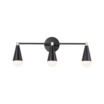 Maxim Lighting Lovell 3-Light Bath Vanity Light - 120V - Black / Satin Brass