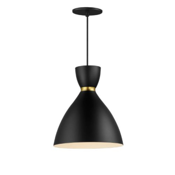 Maxim Lighting Carillon 11" Mini Pendant - 120V - Black / Satin Brass