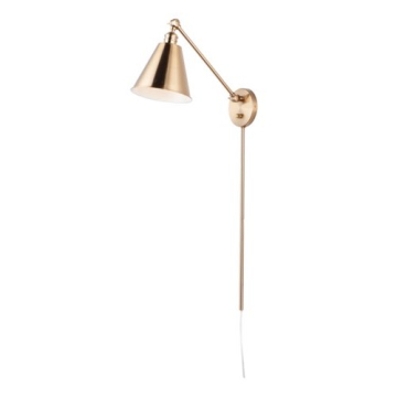 Maxim Lighting Library 1-Light Adjustable Wall Sconce - 19" Arm - 120V - Heritage Brass