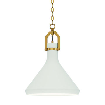 Maxim Lighting Lumi 13" 1-Light White Plaster Pendant - 120V - Satin Brass