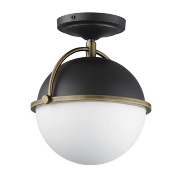 Maxim Lighting Duke 1-Light Semi-Flush Mount - 120V - Black / Weathered Brass