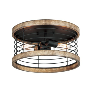 Maxim Lighting Homestead 15" Semi-Flush Mount - 120V - Driftwood / Black