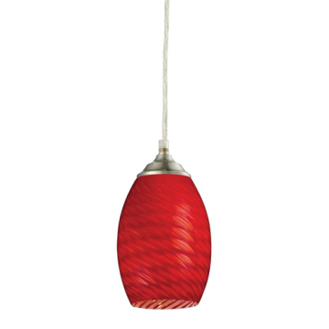 Z-Lite Jazz 1-Light Pendant - 120V - Brushed Nickel / Red