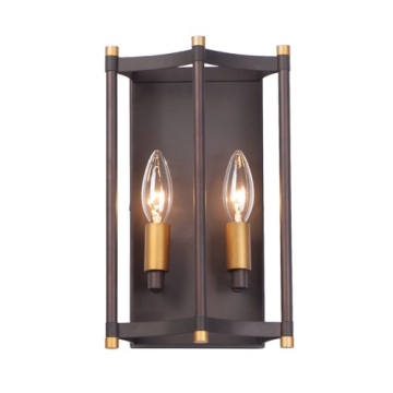 Maxim Lighting Wellington 2-Light Wall Sconce - 120V - Oil Rubbed Bronze / Antique Brass