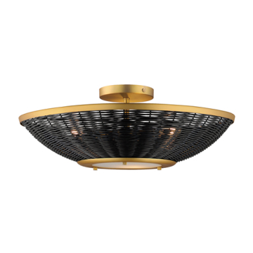 Maxim Lighting Rattan 20" Wall Sconce/Semi Flush Mount - 120V - Natural Aged Brass