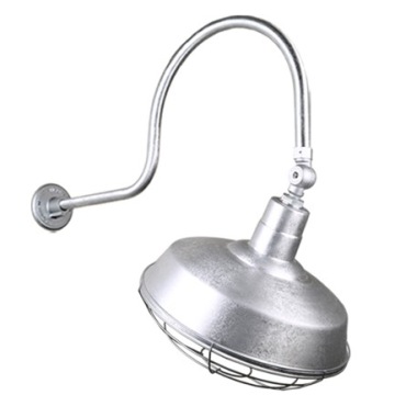 Hi-Lite 16" Classic Shade Gooseneck with Swivel Shade and Wireguard - 30" Large Loop Arm - 120V - Galvanized Steel