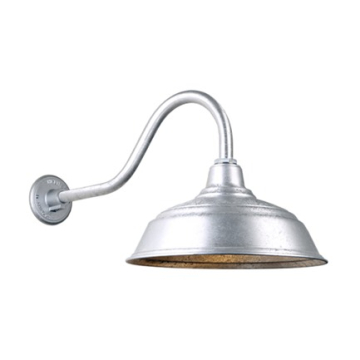 Hi-Lite 17" Curved Shade Gooseneck - 22" Small Loop Arm - 120V - Galvanized Steel