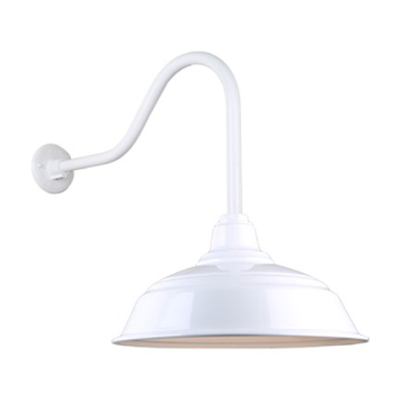 Hi-Lite 17" Curved Shade Gooseneck - 22" Small Loop Drop Arm - 120V - White