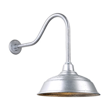 Hi-Lite 17" Curved Shade Gooseneck - 22" Small Loop Drop Arm - 120V - Galvanized Steel