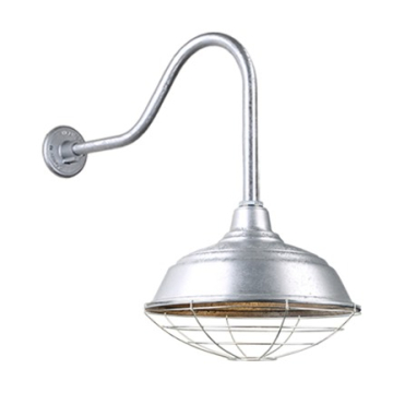 Hi-Lite 17" Curved Shade Gooseneck with Wireguard - 22" Small Loop Drop Arm - 120V - Galvanized Steel