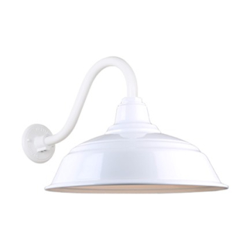 Hi-Lite 17" Curved Shade Gooseneck - 16" Small Loop Arm - 120V - White