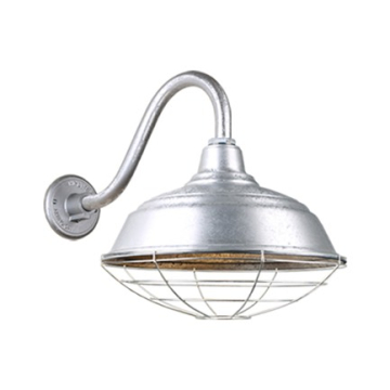 Hi-Lite 17" Curved Shade Gooseneck with Wireguard - 16" Small Loop Arm - 120V - Galvanized Steel