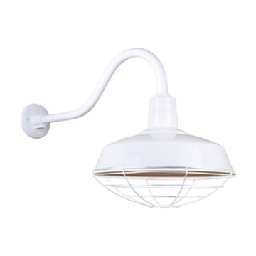 Hi-Lite 16" Classic Shade Gooseneck with Wireguard - 22" Small Loop Arm - 120V - White