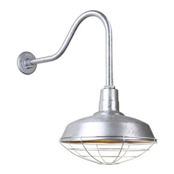 Hi-Lite 16" Classic Shade Gooseneck with Wireguard - 22" Small Loop Drop Arm - 120V - Galvanized Steel