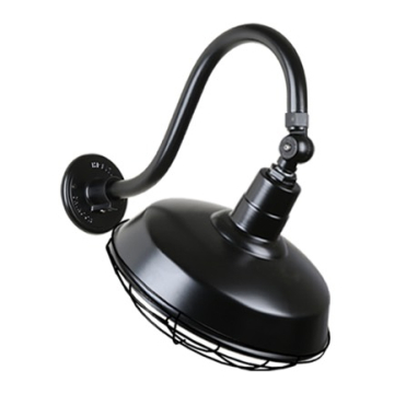 Hi-Lite 18" Classic Shade Gooseneck with Swivel Shade and Wireguard - 16" Small Loop Arm - 120V - Black