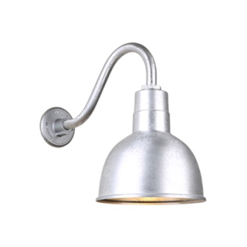 Hi-Lite 10" Deep Bowl Shade Gooseneck - 16" Small Loop Arm - 120V - Galvanized Steel
