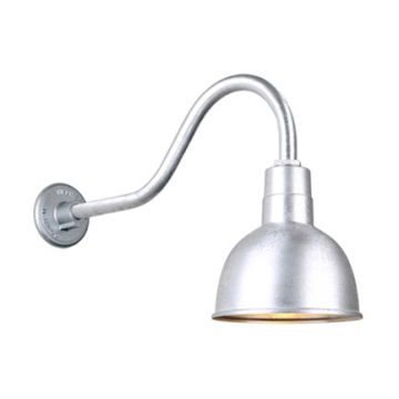 Hi-Lite 10" Deep Bowl Shade Gooseneck - 22" Small Loop Arm - 120V - Galvanized Steel