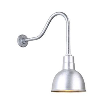 Hi-Lite 10" Deep Bowl Shade Gooseneck - 22" Small Loop Drop Arm - 120V - Galvanized Steel