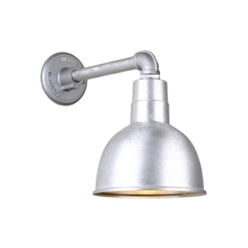 Hi-Lite 10" Deep Bowl Shade Gooseneck - 11.5" Straight Arm - 120V - Galvanized Steel