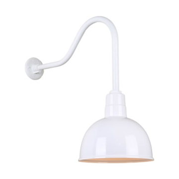 Hi-Lite 10" Deep Bowl Shade Gooseneck - 22" Small Loop Drop Arm - 120V - White